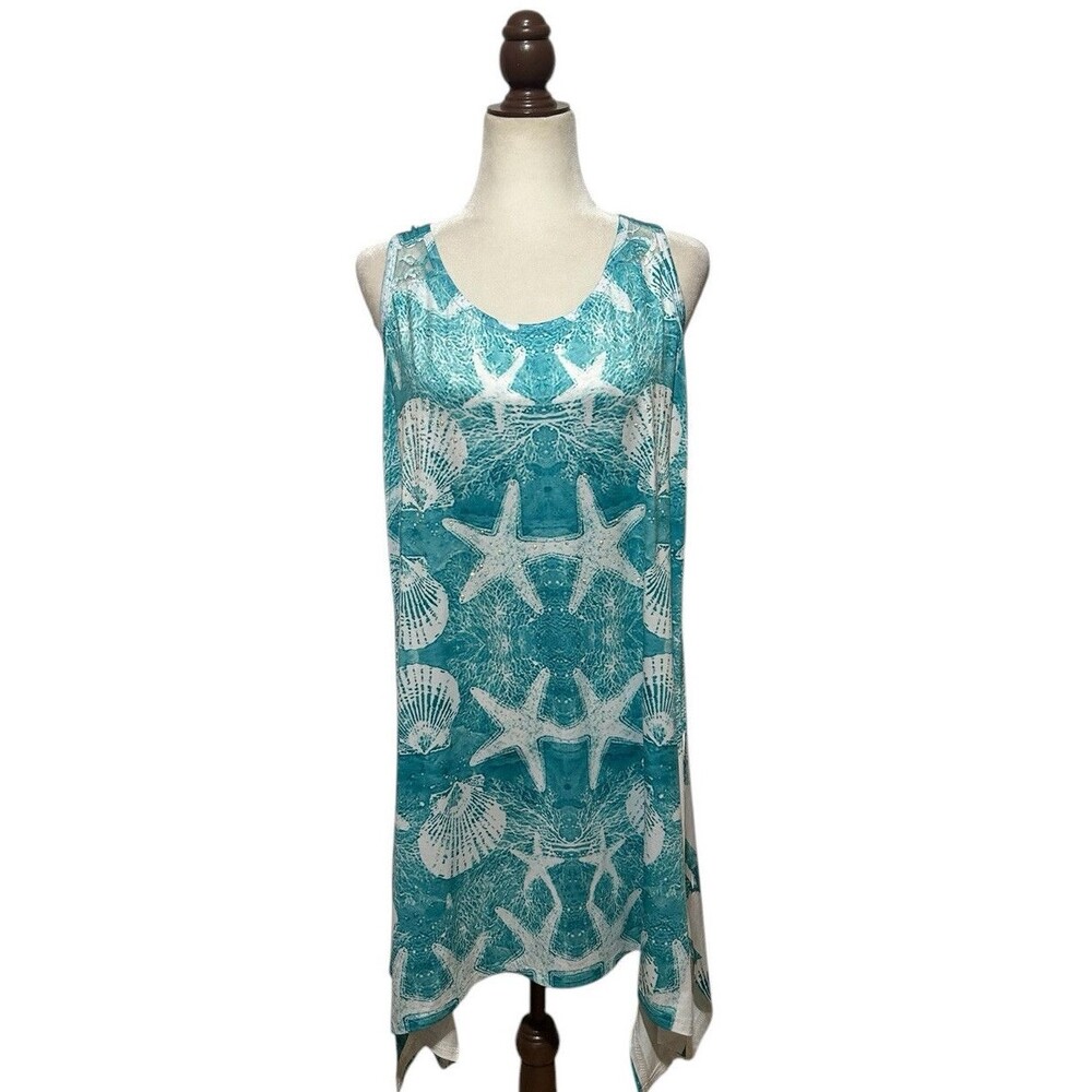 India Boutique Hawaiian Dress One Size Tank Style All Over Print Vacation STARs